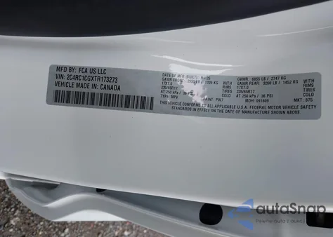 2026 Chrysler Voyager Lx из США, поврежденный, VIN 2C4RC1CGXTR173273